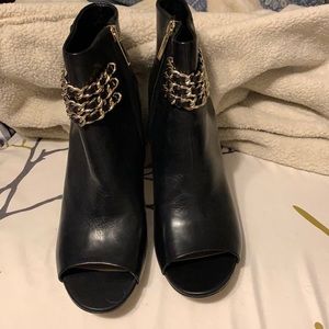 Karl Lagerfeld open peek toe, high heel soft leather boot. Brand new, never worn